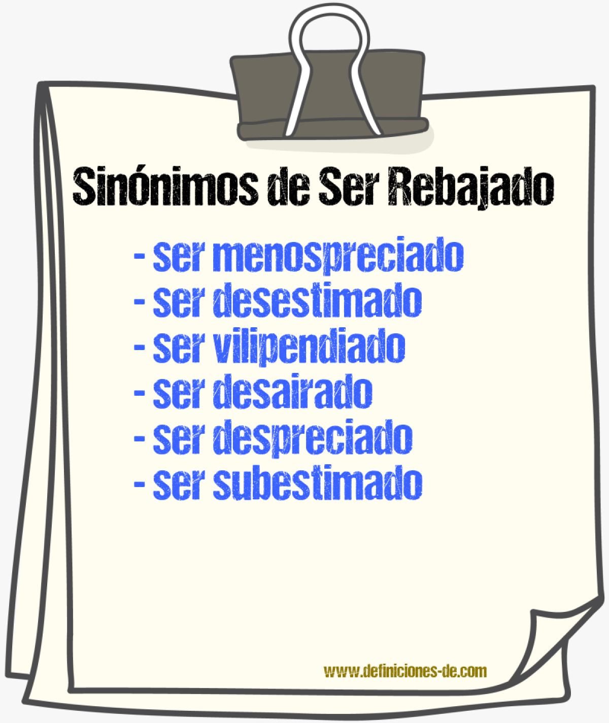 Sinónimos de ser rebajado