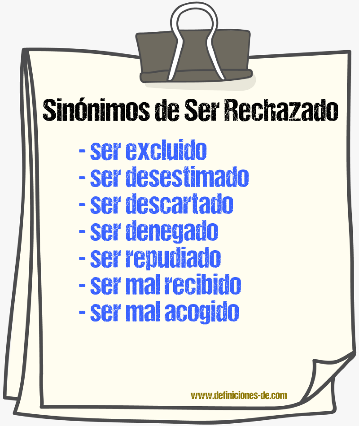 Sinónimos de ser rechazado