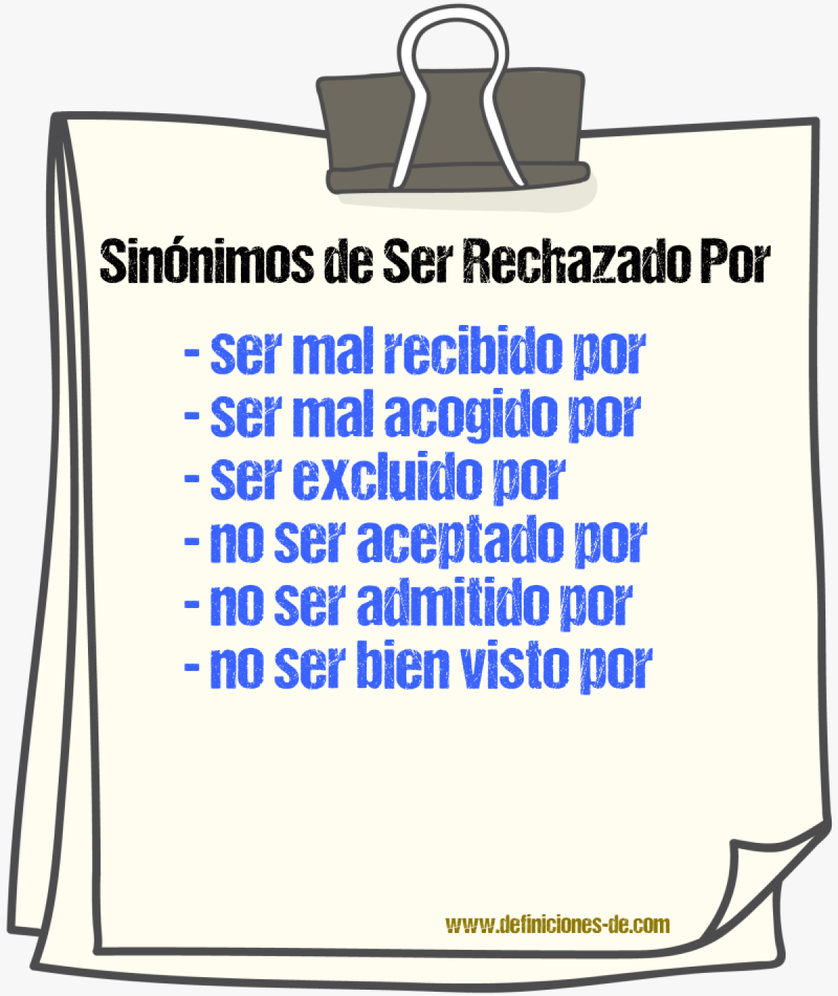 Sinónimos de ser rechazado por