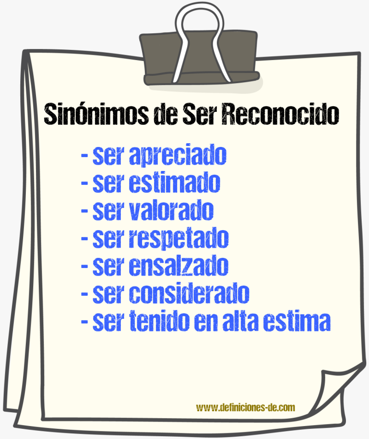 Sinónimos de ser reconocido