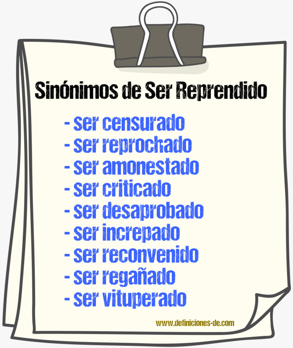 Sinónimos de ser reprendido