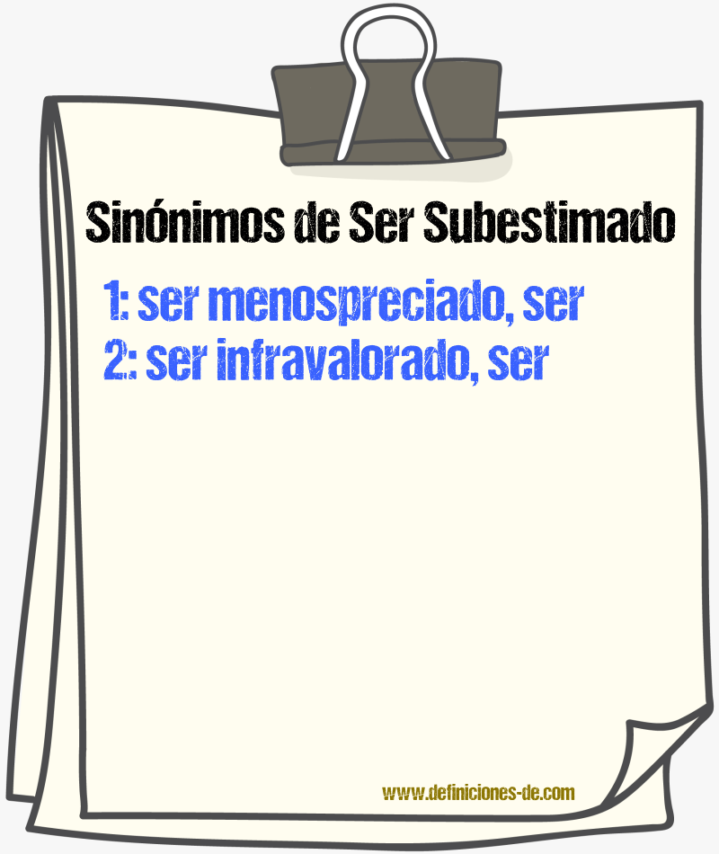 Sinónimos de ser subestimado