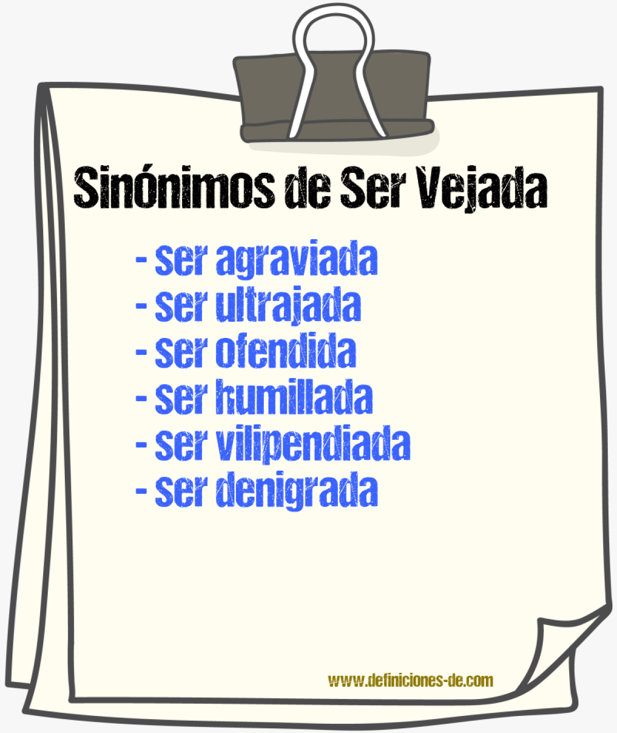 Sinónimos de ser vejada