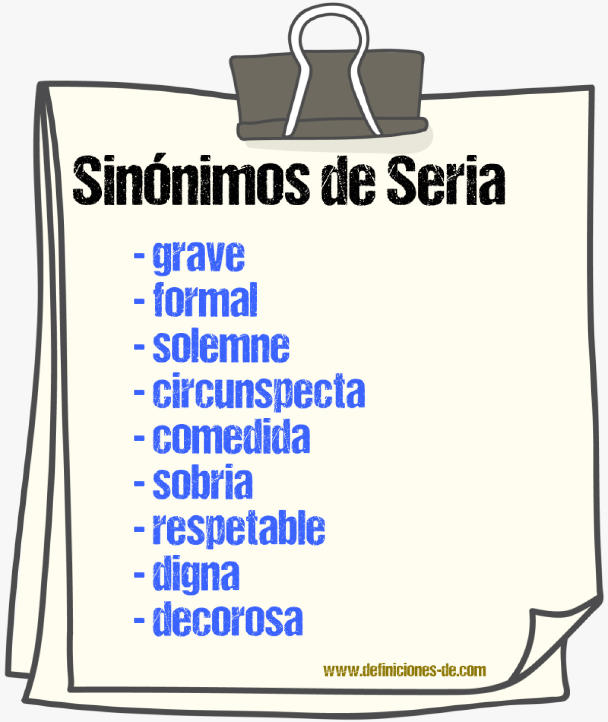 Sinónimos de seria
