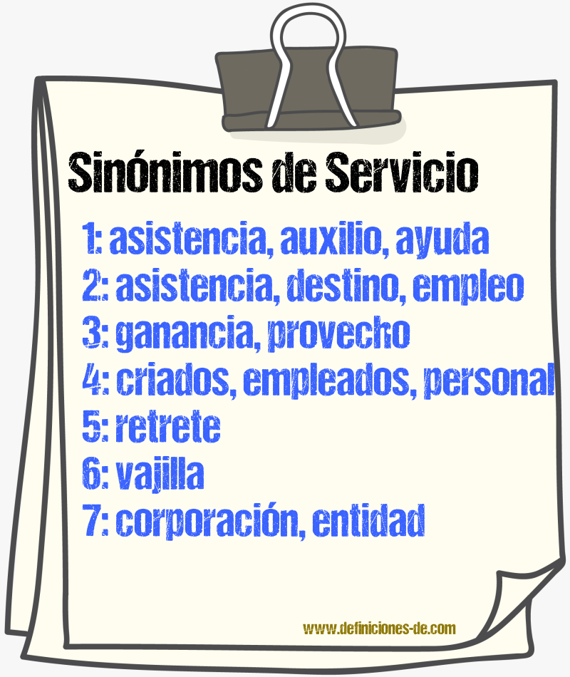 Sinónimos de servicio