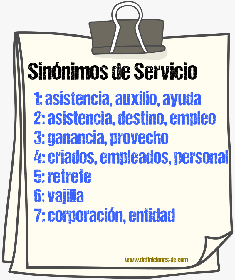 Sinnimos de servicio