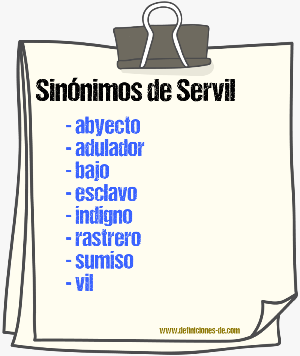 Sinnimos de servil