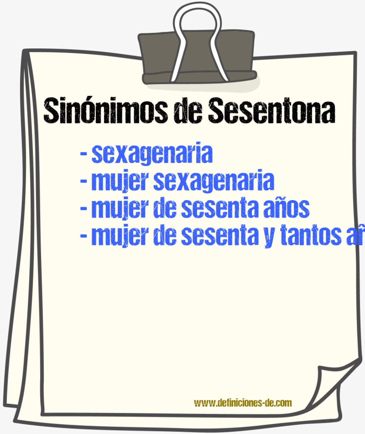 Sinónimos de sesentona