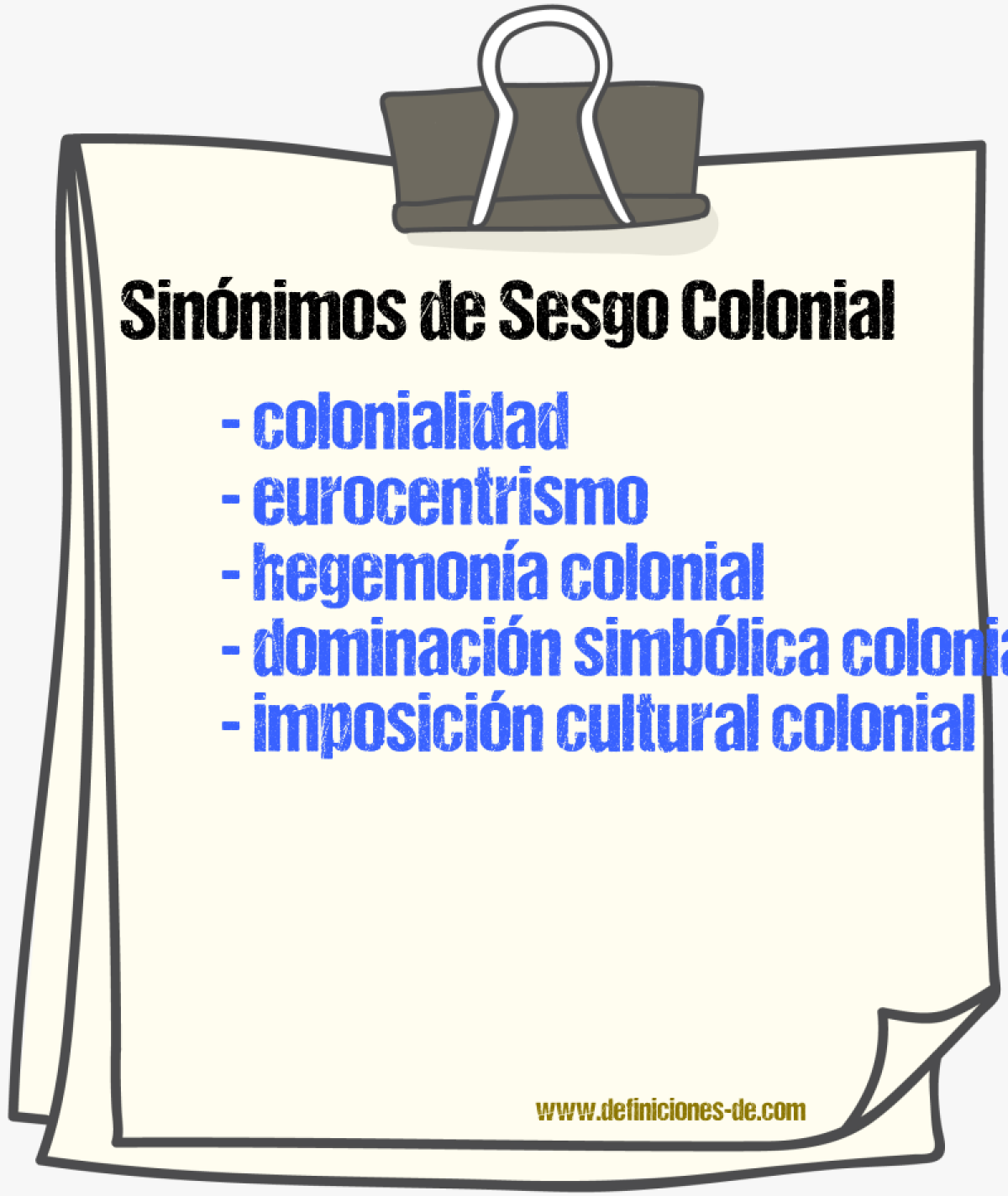 Sinónimos de sesgo colonial