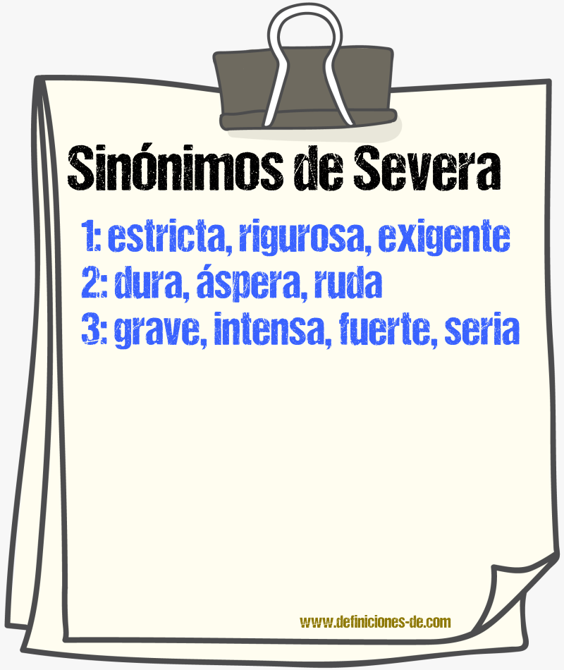 Sinónimos de severa