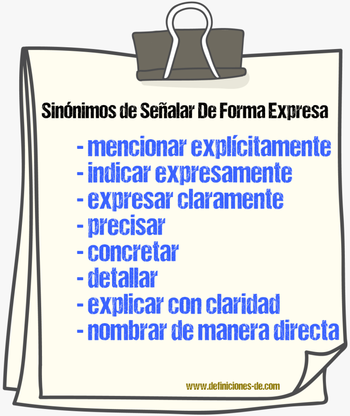 Sinónimos de señalar de forma expresa