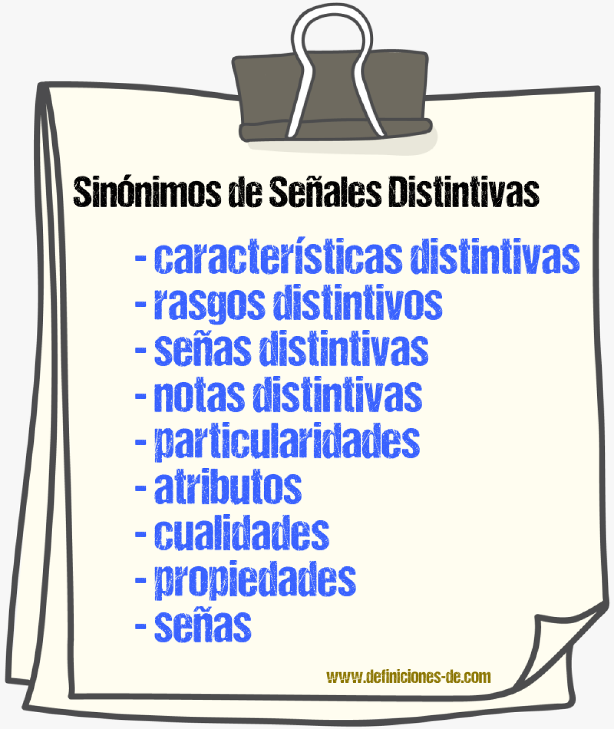 Sinónimos de señales distintivas