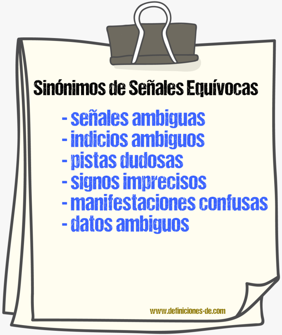 Sinónimos de señales equívocas