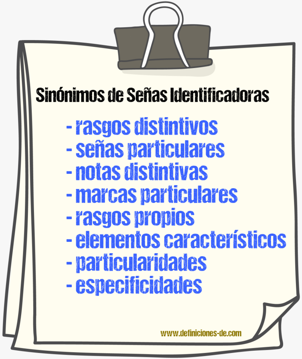 Sinónimos de señas identificadoras