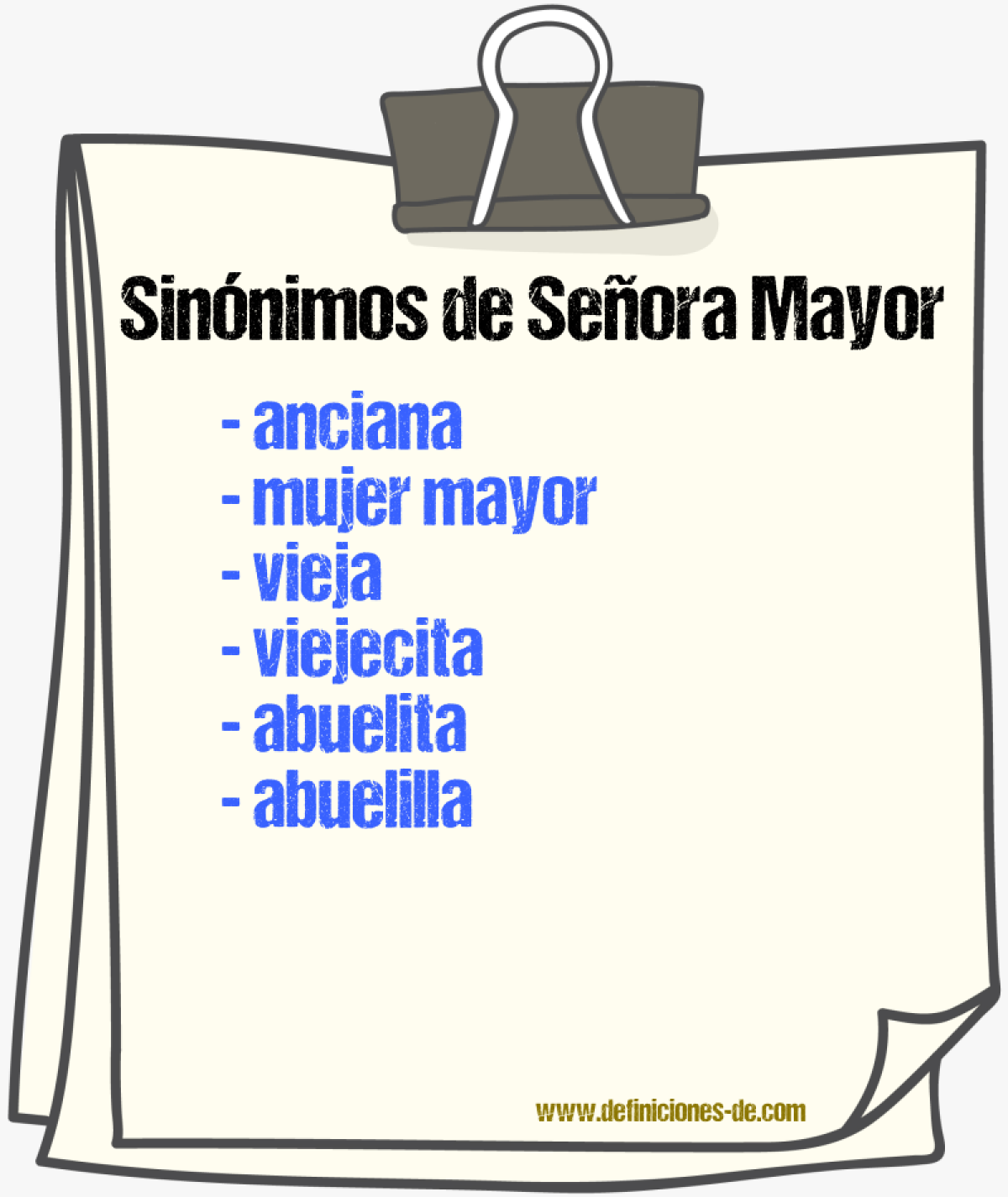 Sinónimos de señora mayor