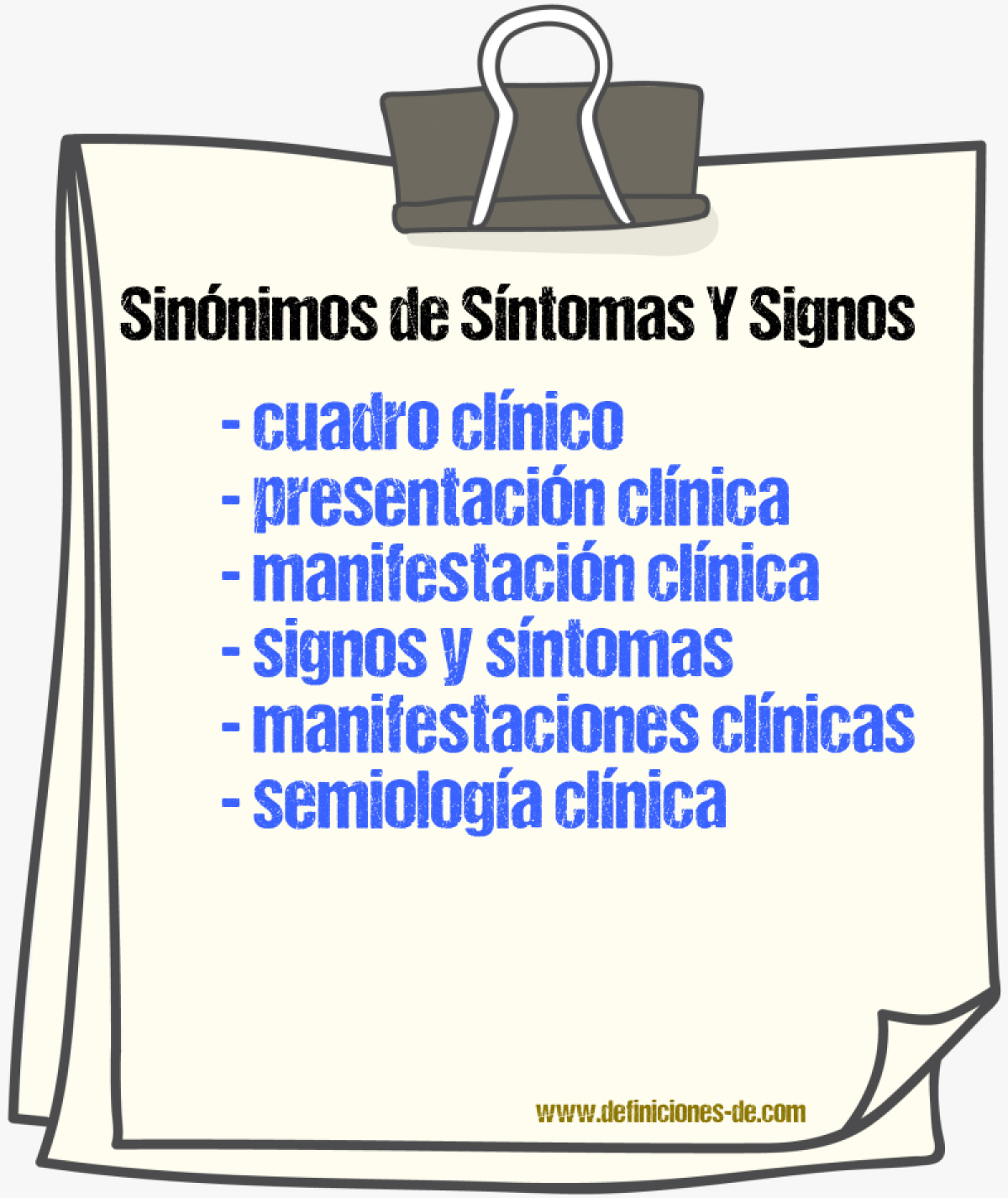 Sinónimos de síntomas y signos