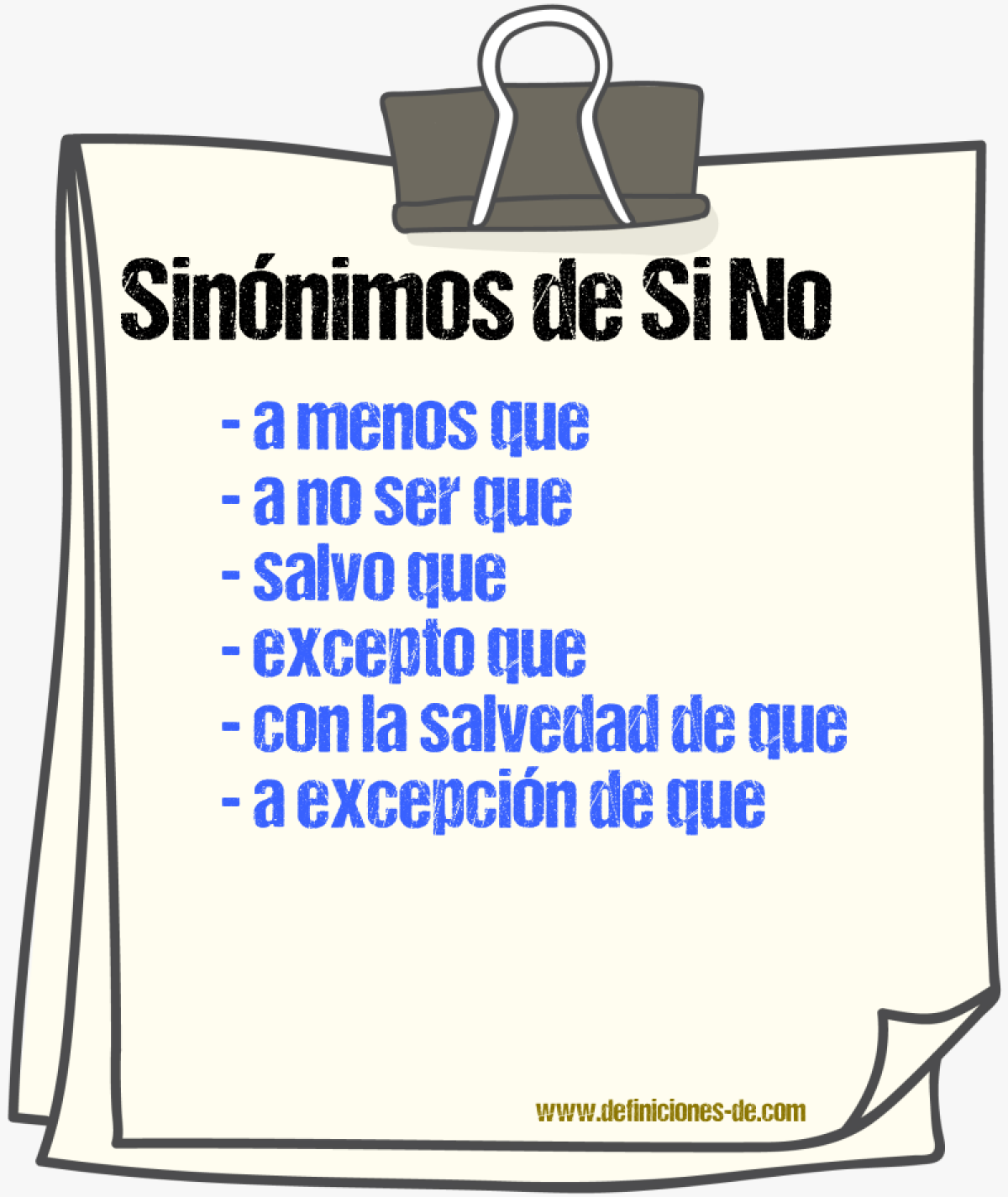 Sinónimos de si no