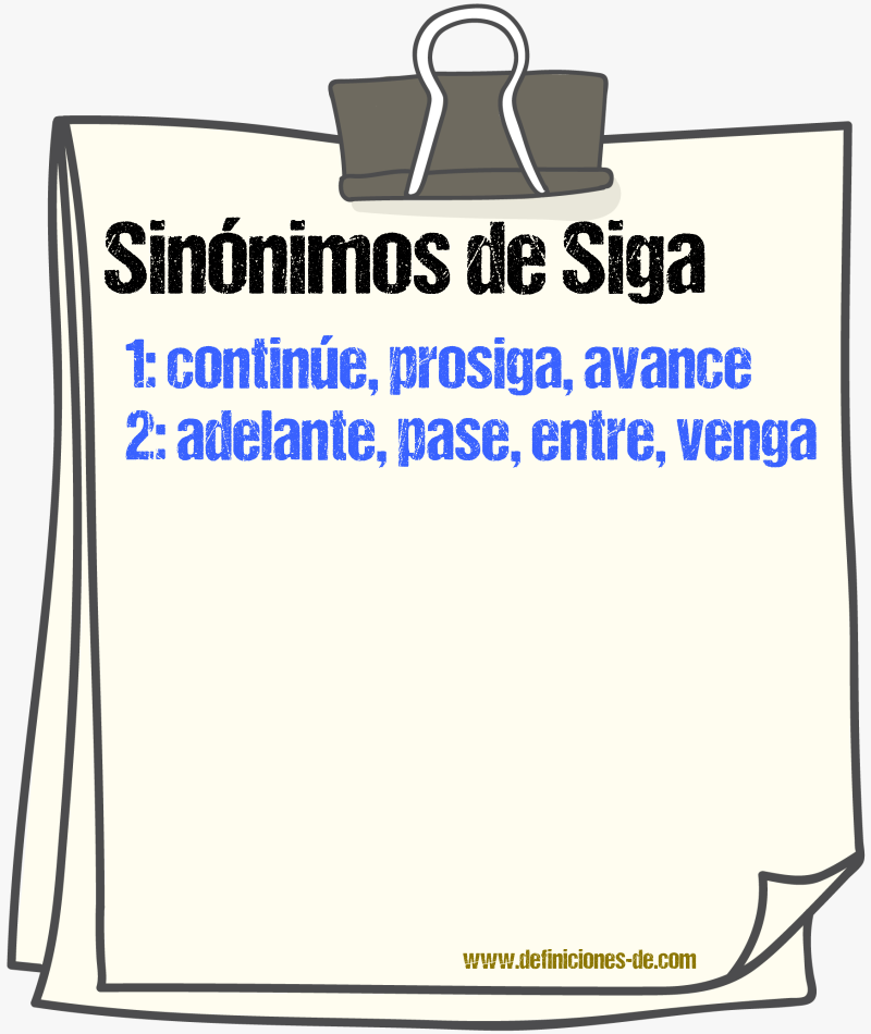 Sinónimos de siga