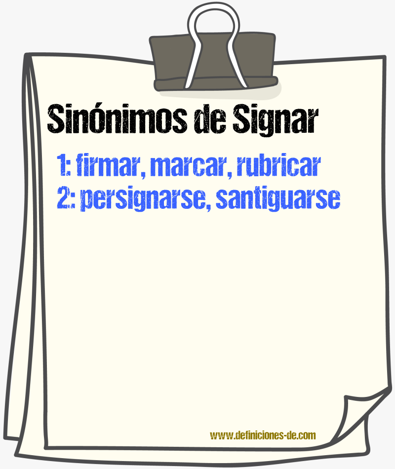 Sinnimos de signar