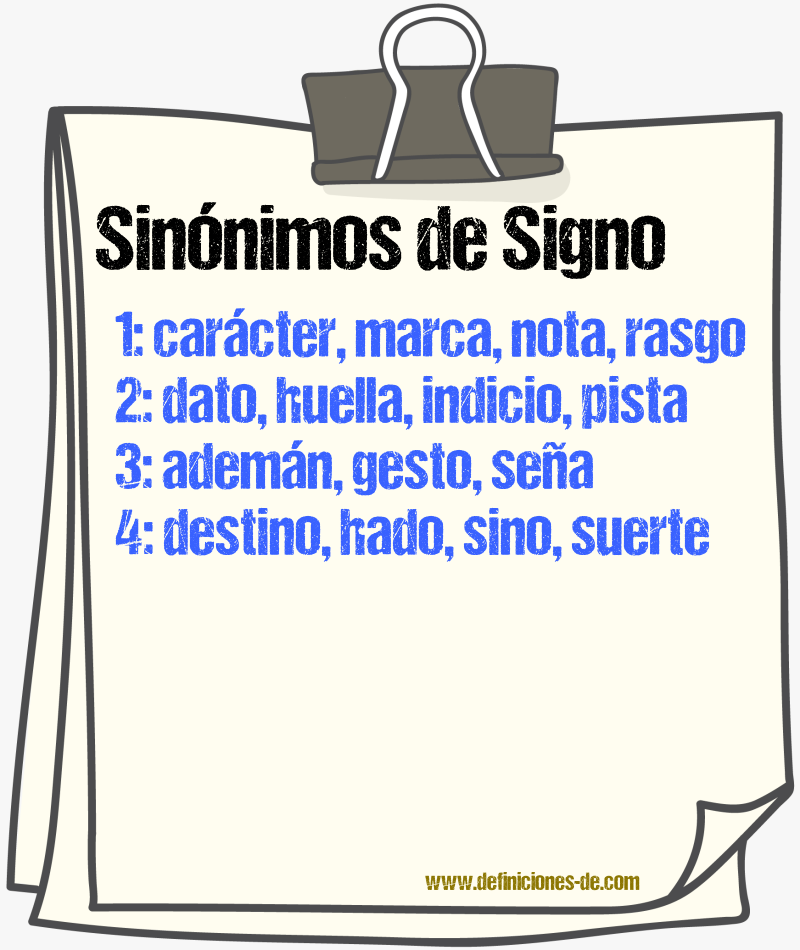 Sinónimos de signo