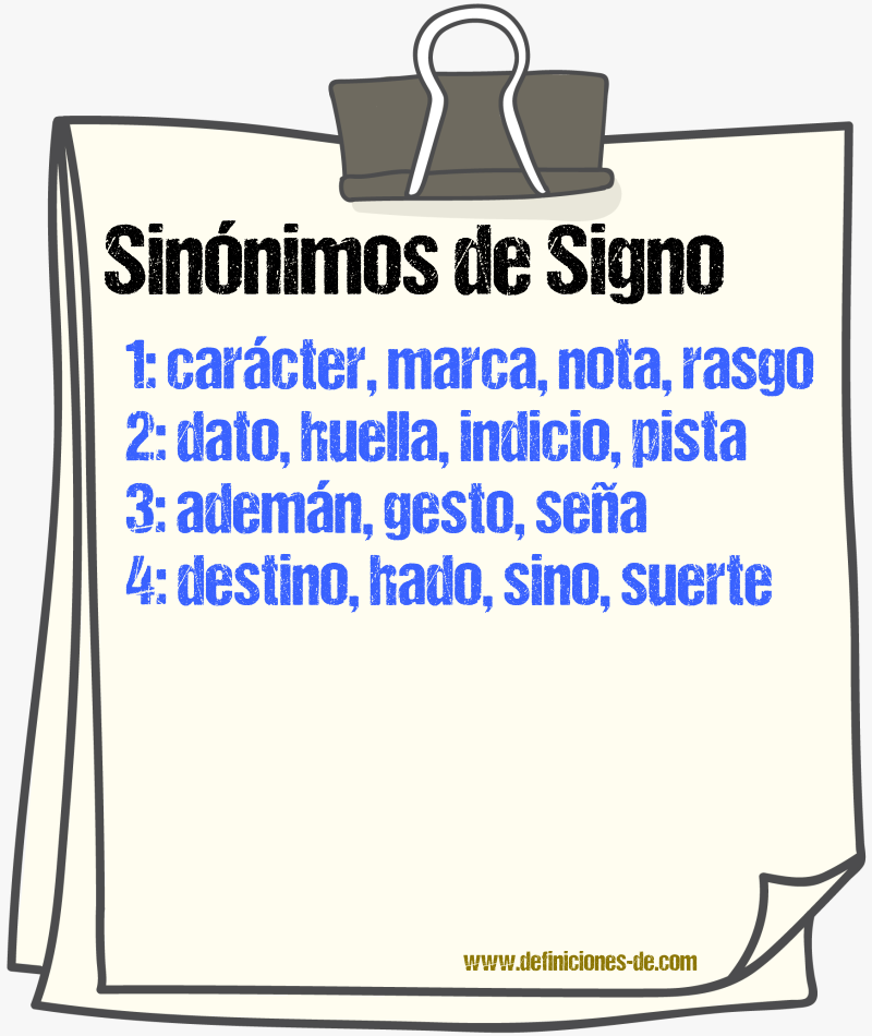 Sinnimos de signo