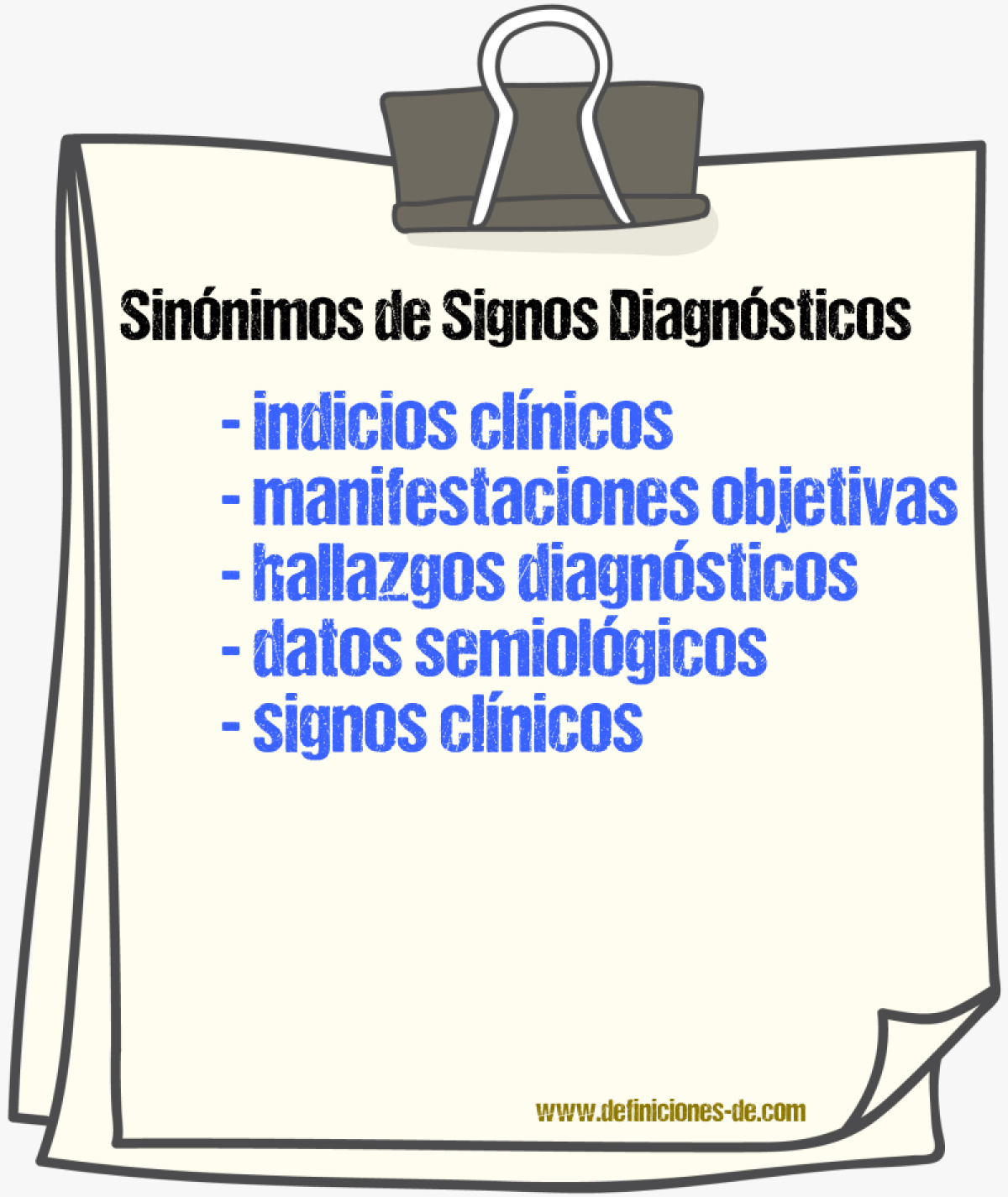 Sinónimos de signos diagnósticos