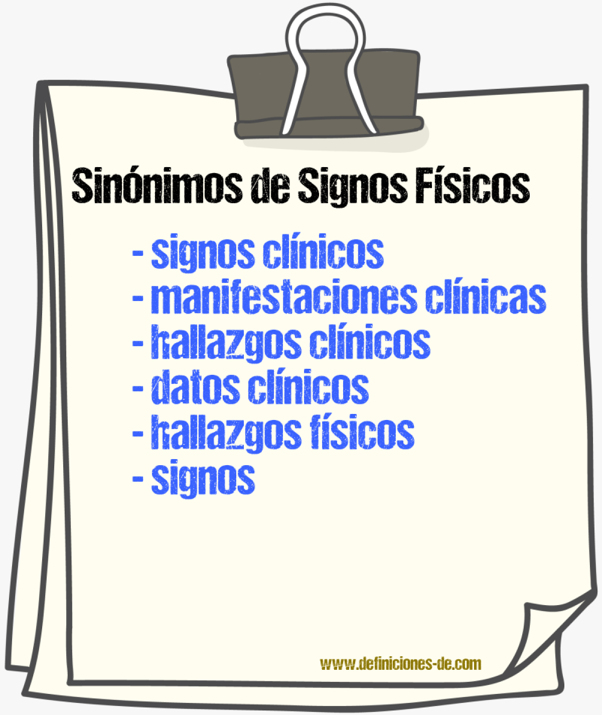 Sinónimos de signos físicos
