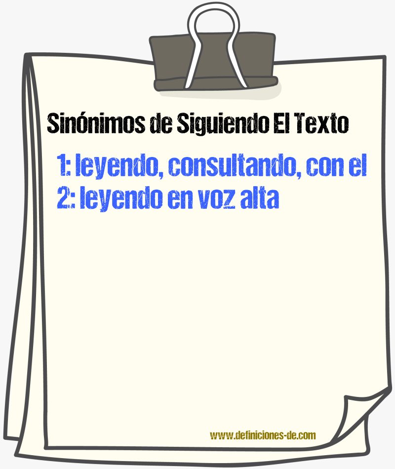 Sinónimos de siguiendo el texto