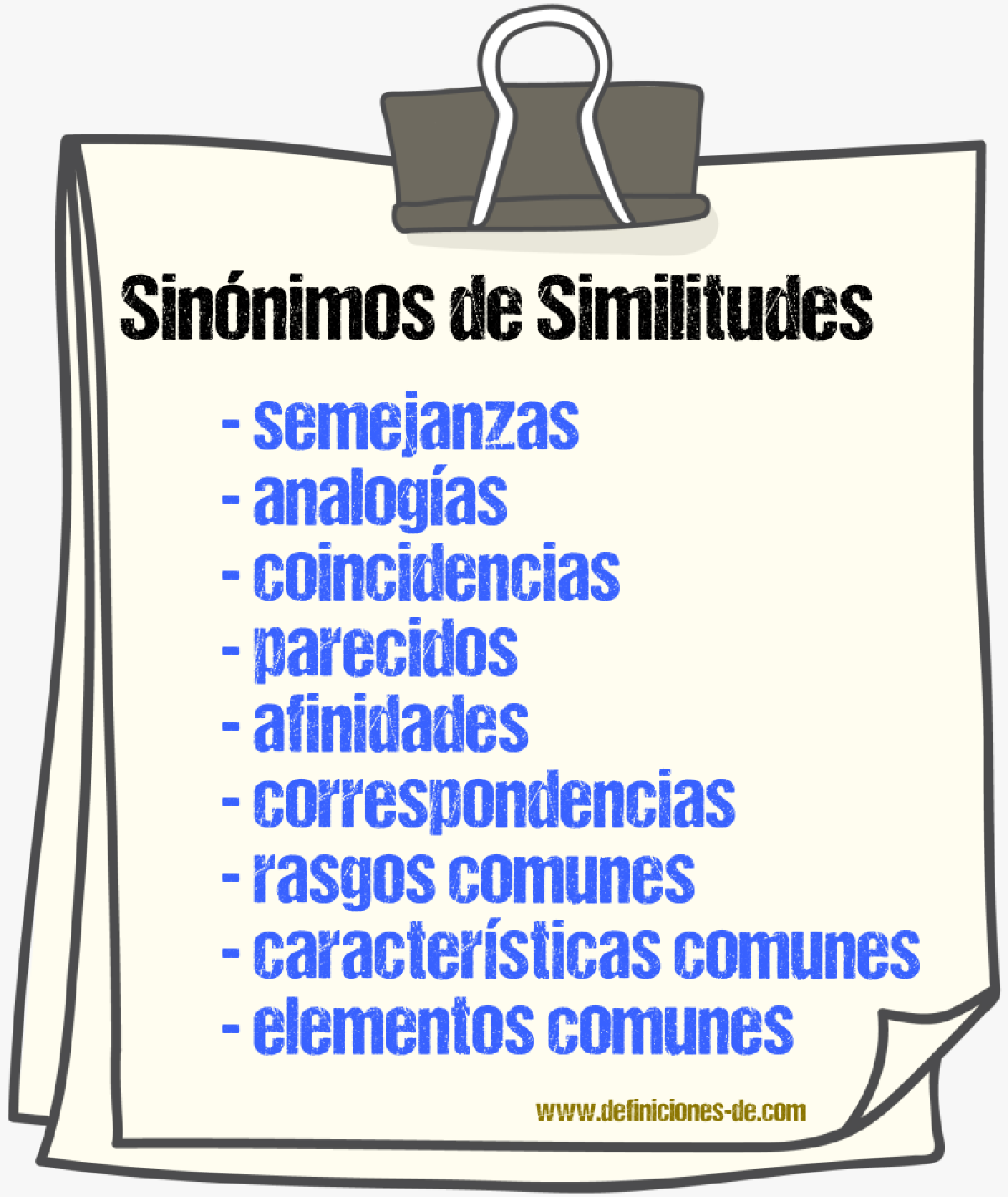 Sinónimos de similitudes