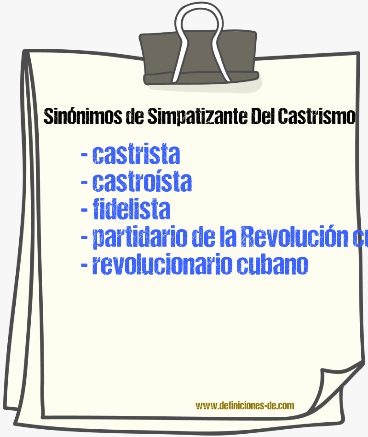 Sinónimos de simpatizante del castrismo