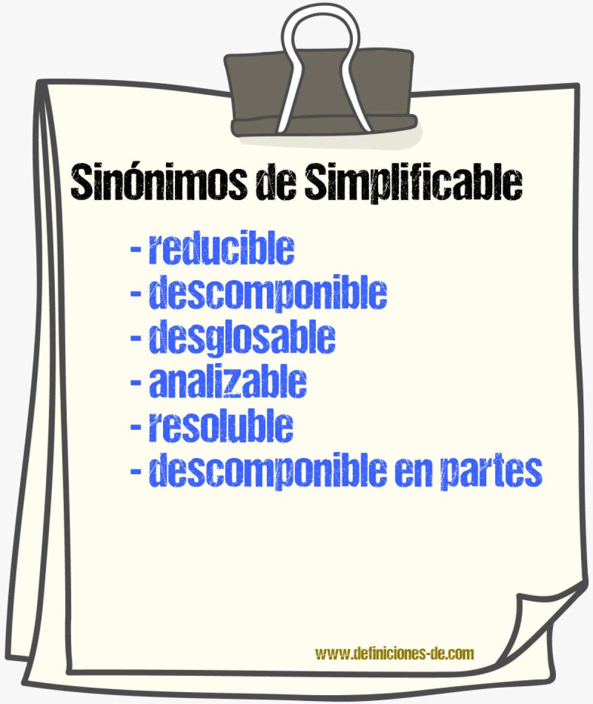 Sinónimos de simplificable