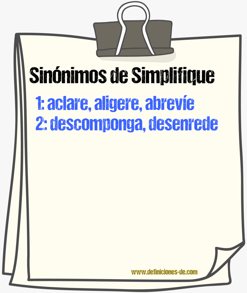 Sinónimos de simplifique