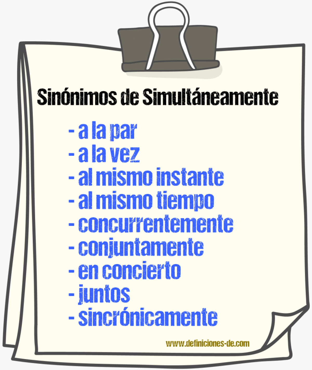 Sinnimos de simultneamente