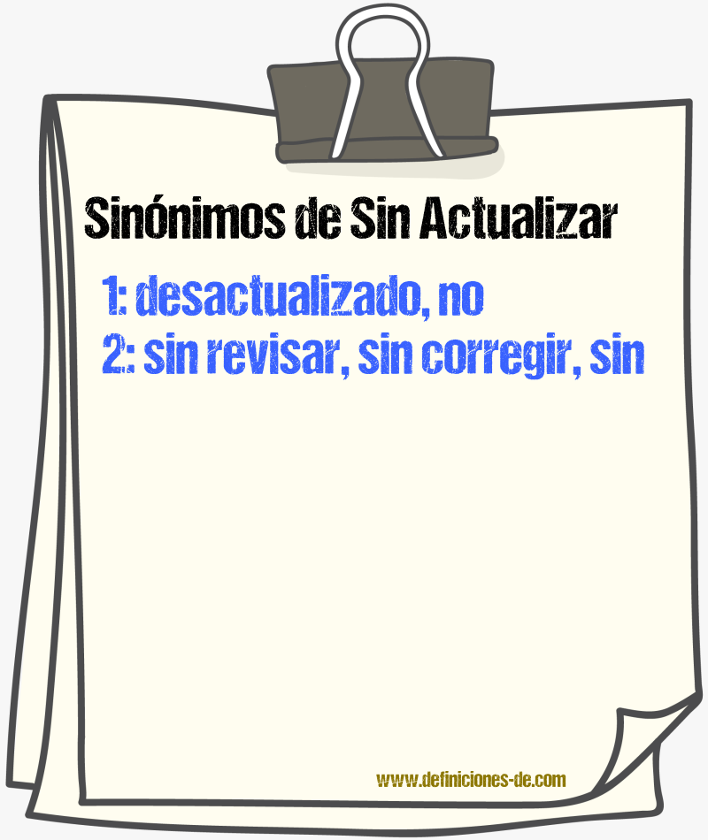 Sinónimos de sin actualizar