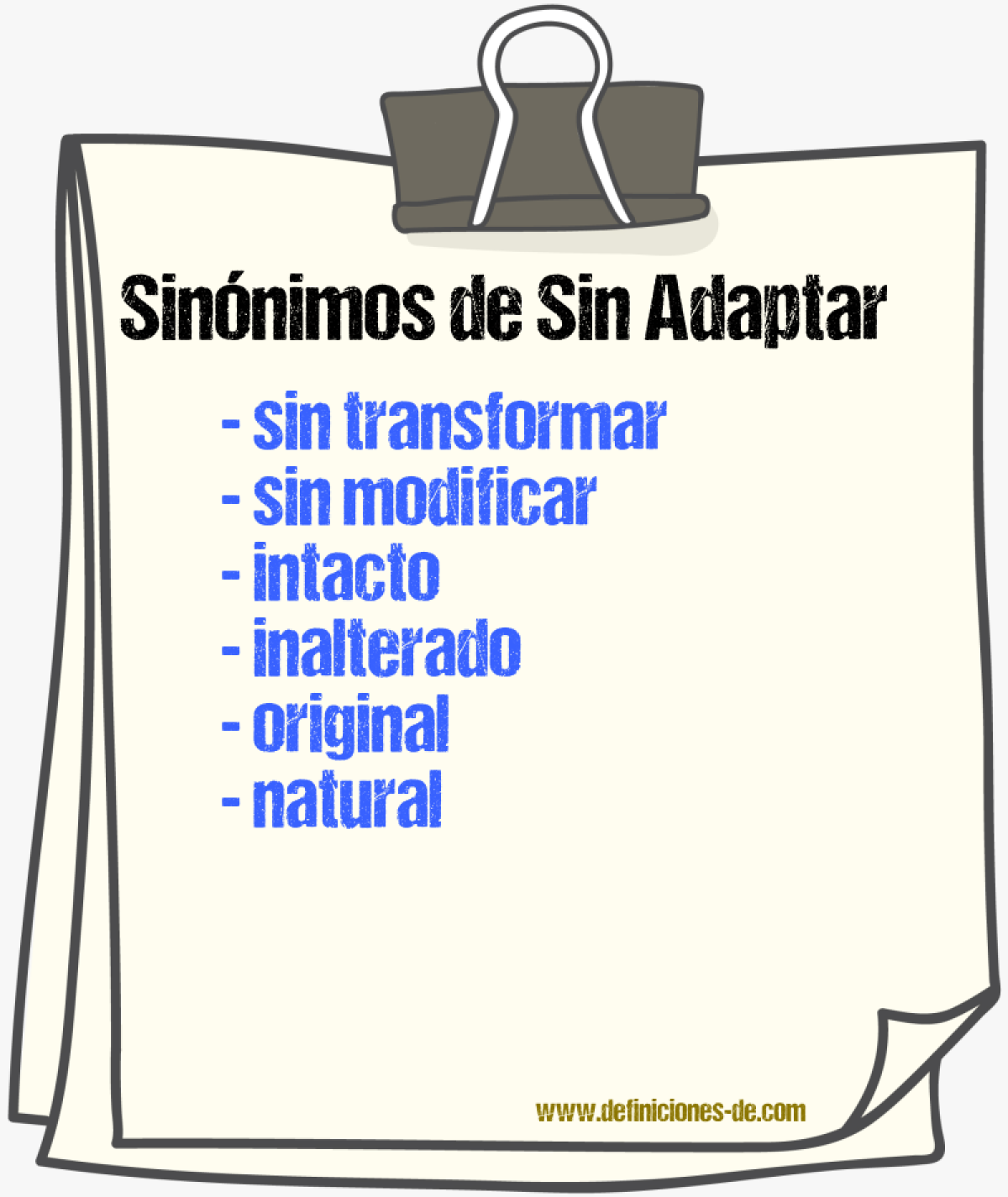 Sinónimos de sin adaptar