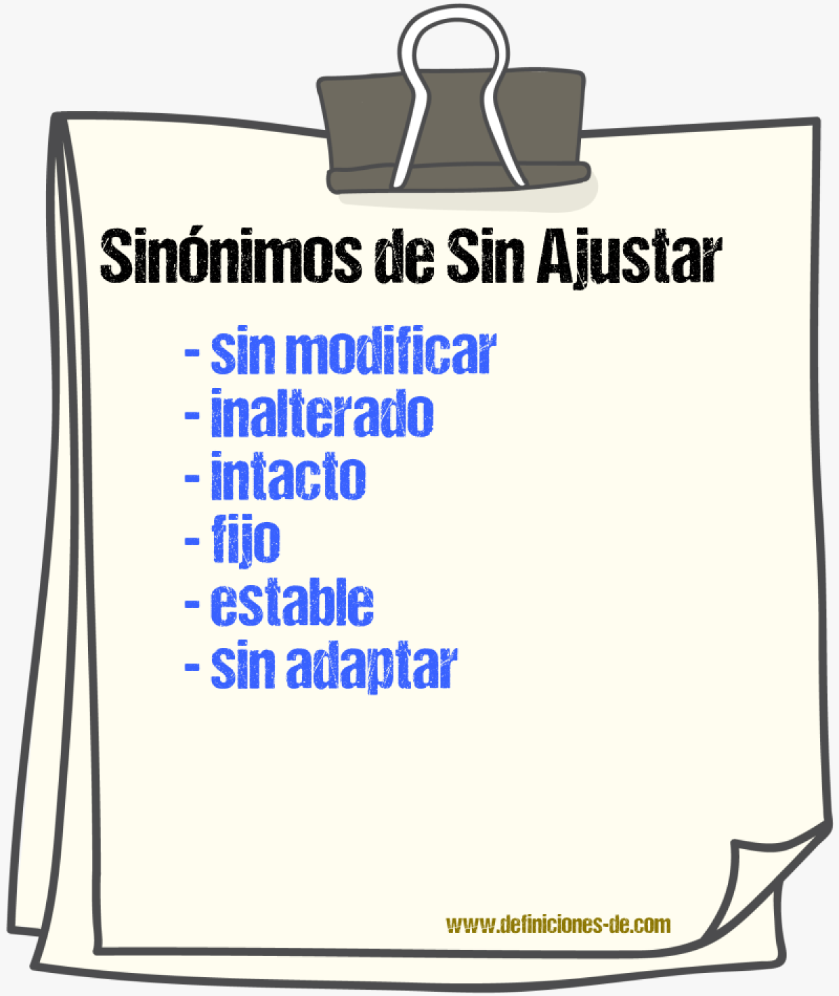 Sinónimos de sin ajustar