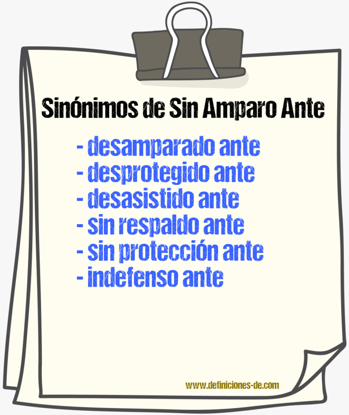 Sinónimos de sin amparo ante