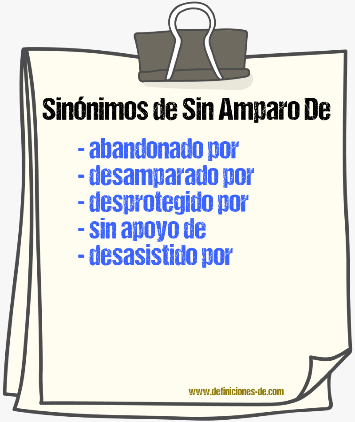Sinónimos de sin amparo de