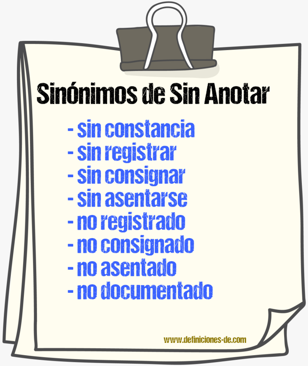 Sinónimos de sin anotar