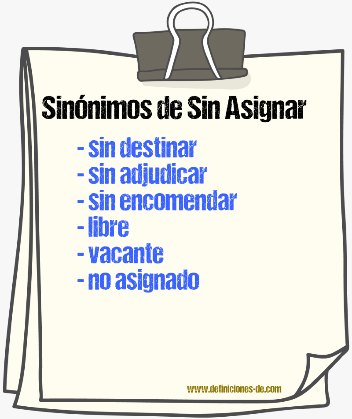 Sinónimos de sin asignar