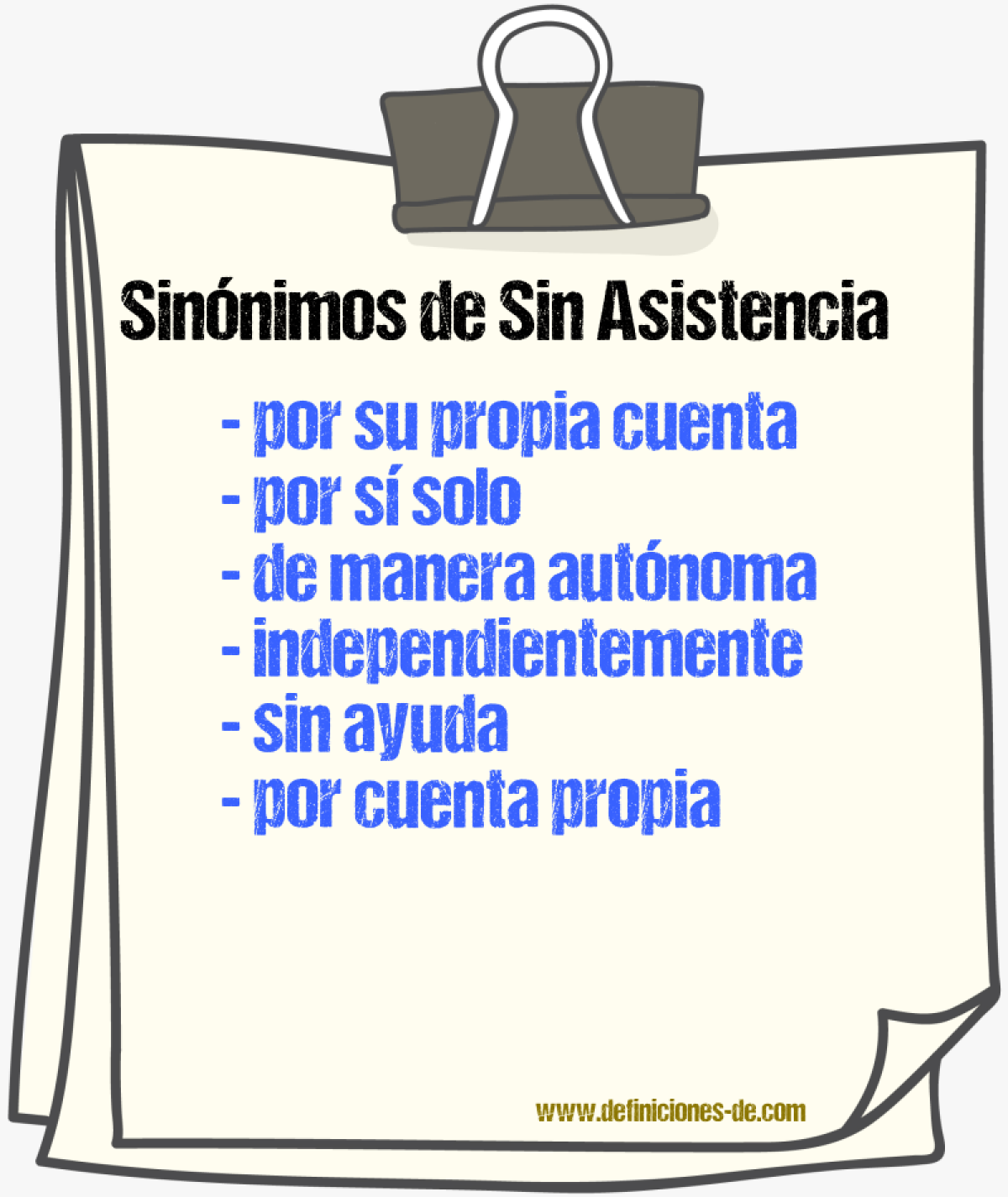 Sinónimos de sin asistencia