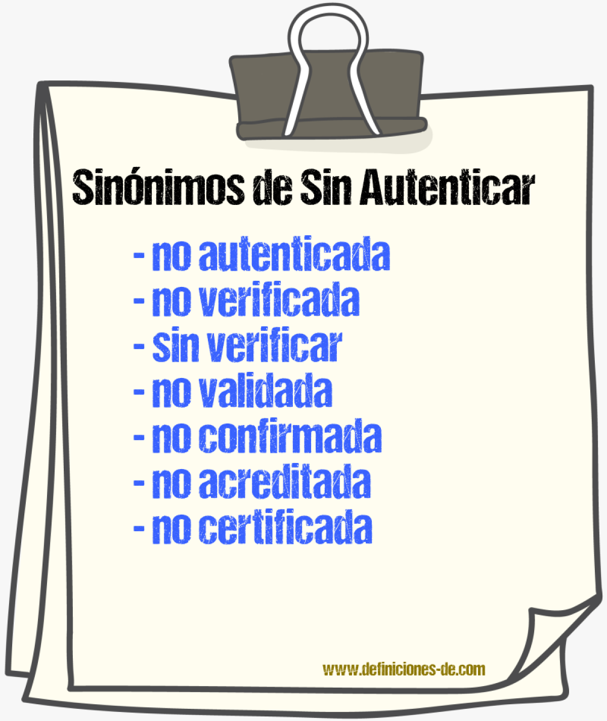 Sinónimos de sin autenticar