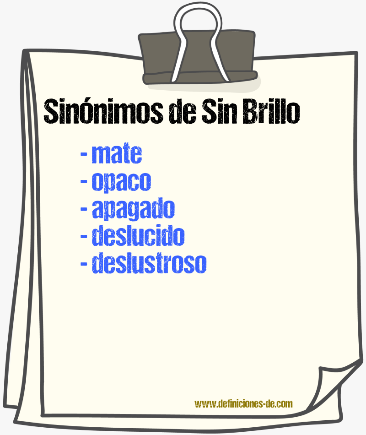 Sinónimos de sin brillo