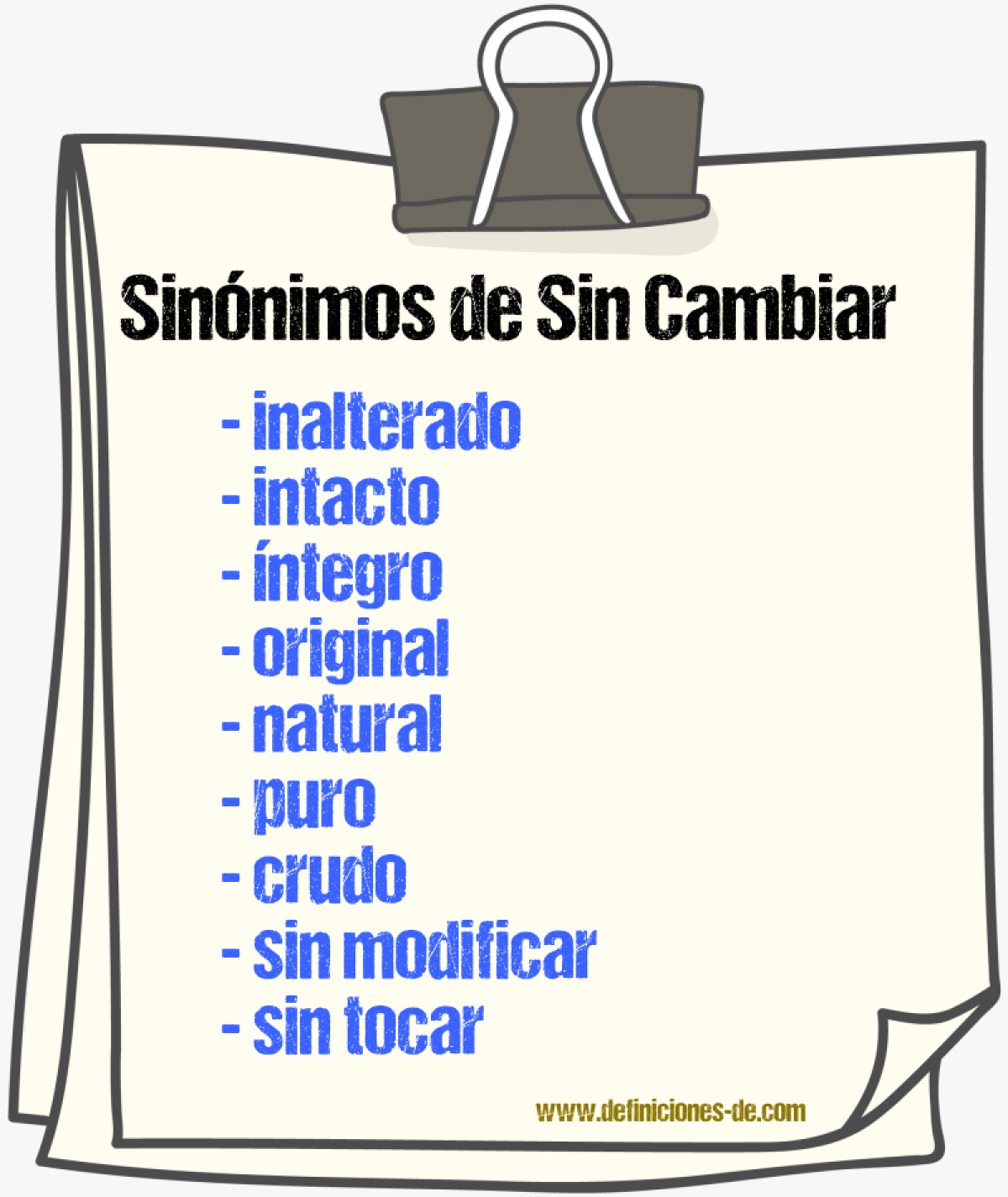 Sinónimos de sin cambiar