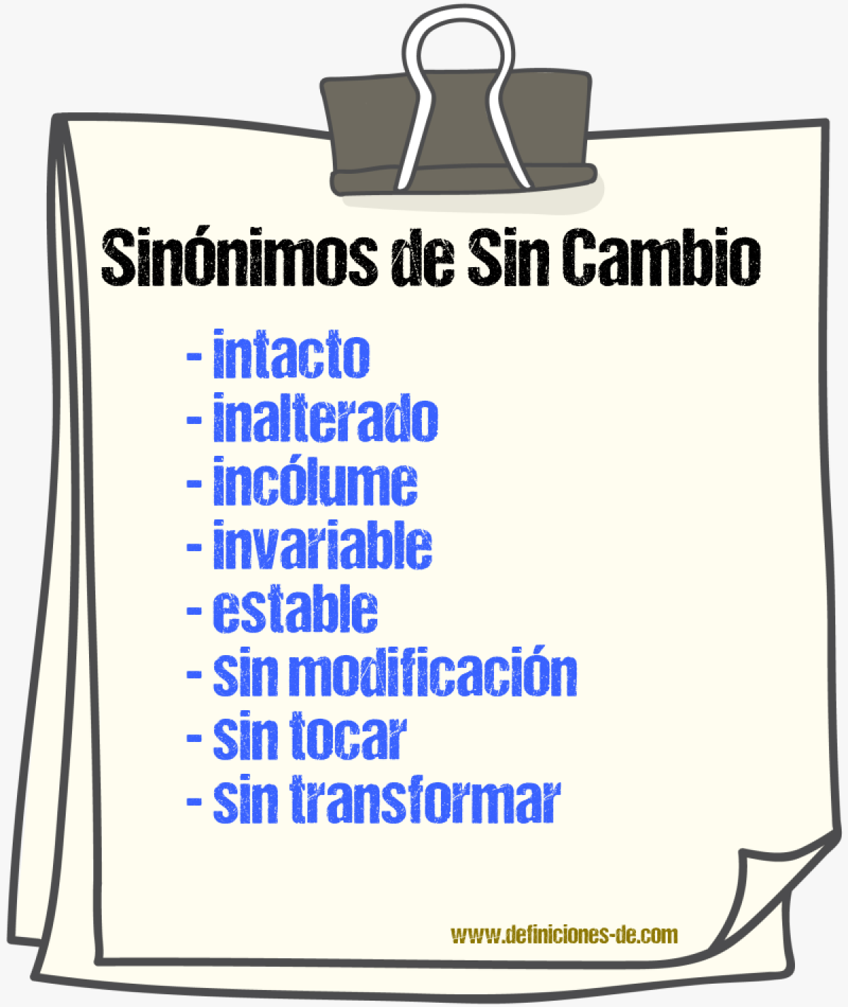Sinónimos de sin cambio