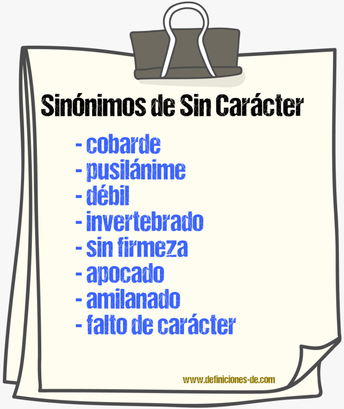 Sinónimos de sin carácter