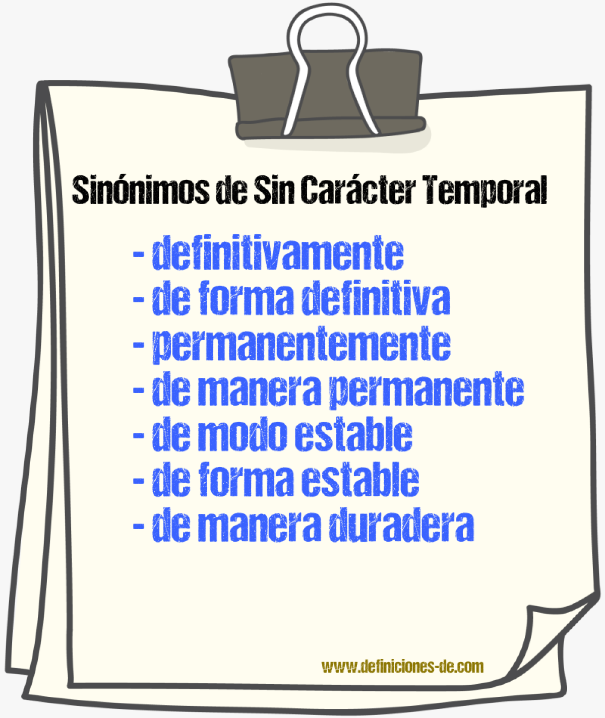 Sinónimos de sin carácter temporal
