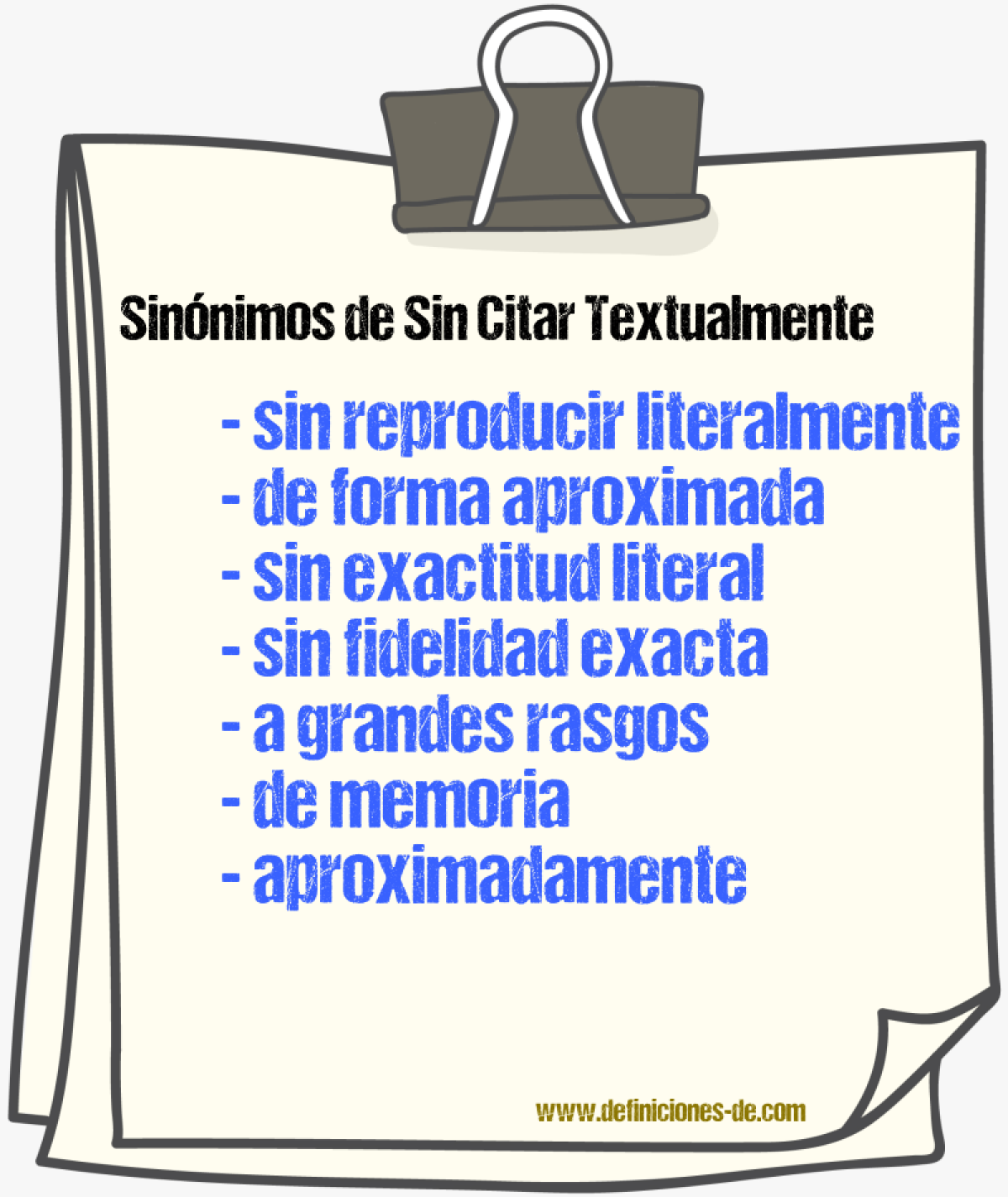 Sinónimos de sin citar textualmente