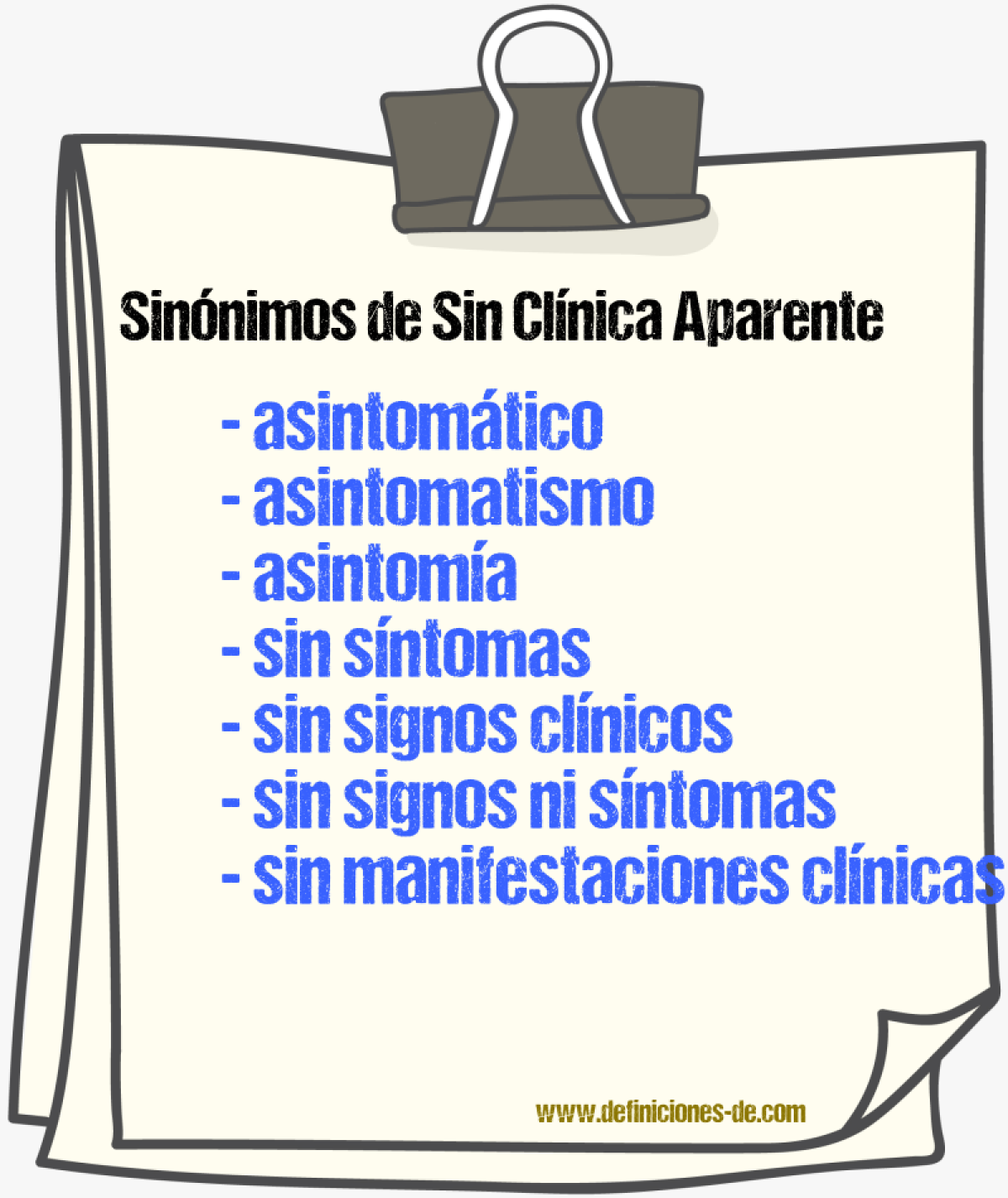 Sinónimos de sin clínica aparente