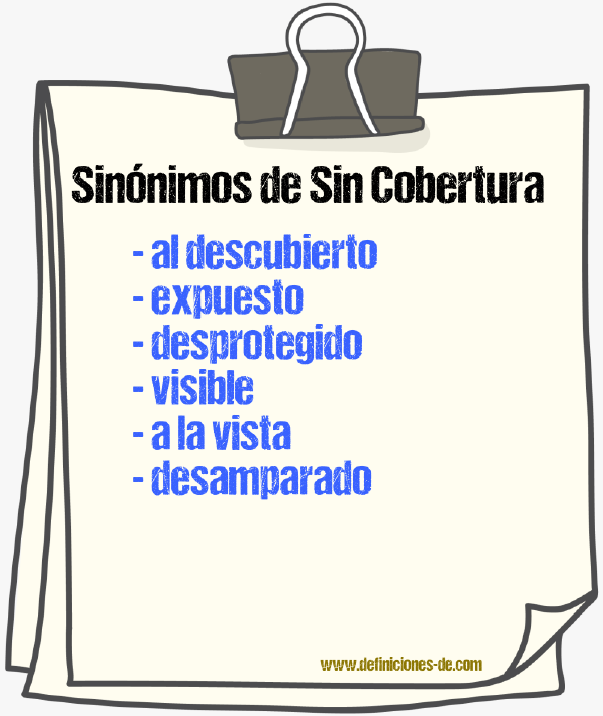 Sinónimos de sin cobertura